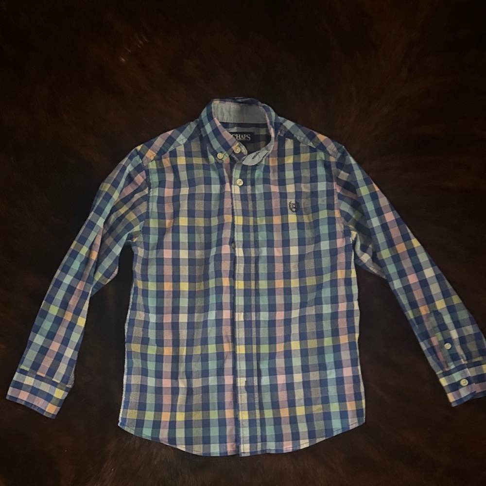 Boys Chaps Plaid Button Down Shirt Size 7 Boys long sleeve fall, winter, spring,